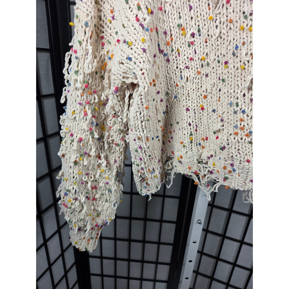 POL Grunge Chunky Confetti Knit Distressed Sweater size Medium - Picture 2 of 5